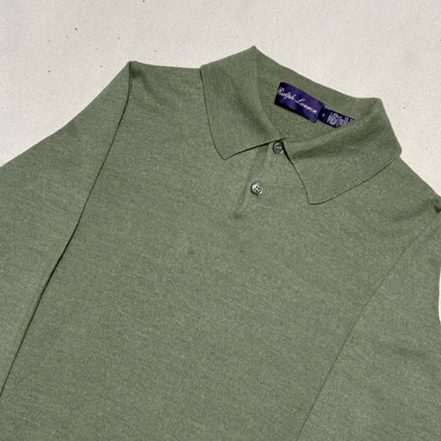 S 폴로랄프로렌 퍼플라벨 민트그린 카라 니트