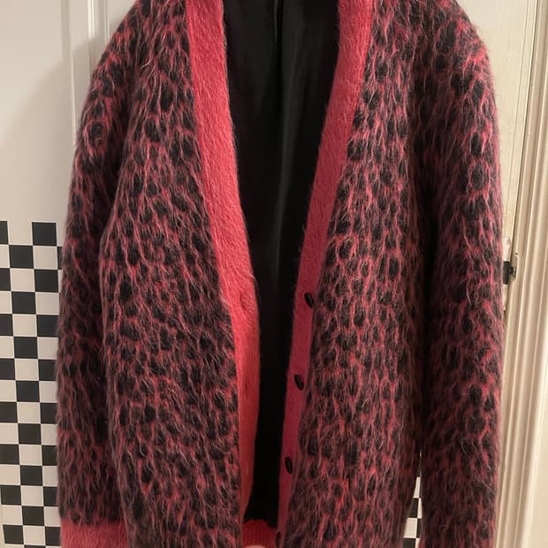 생로랑 모헤어 레오파드 핑크 가디건 M