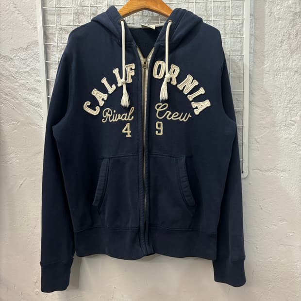 후아유 y2k 네이비 후드집업 L