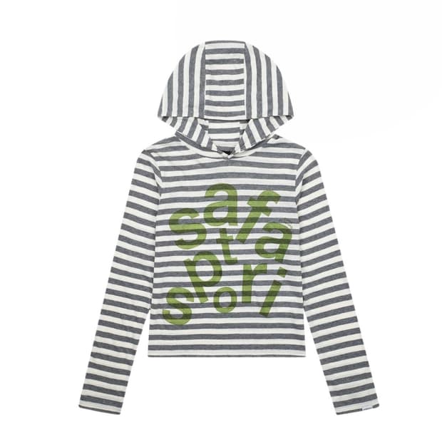 사파리스팟 1/2  스트라이프 보더 후디 롱슬리브 2사이즈