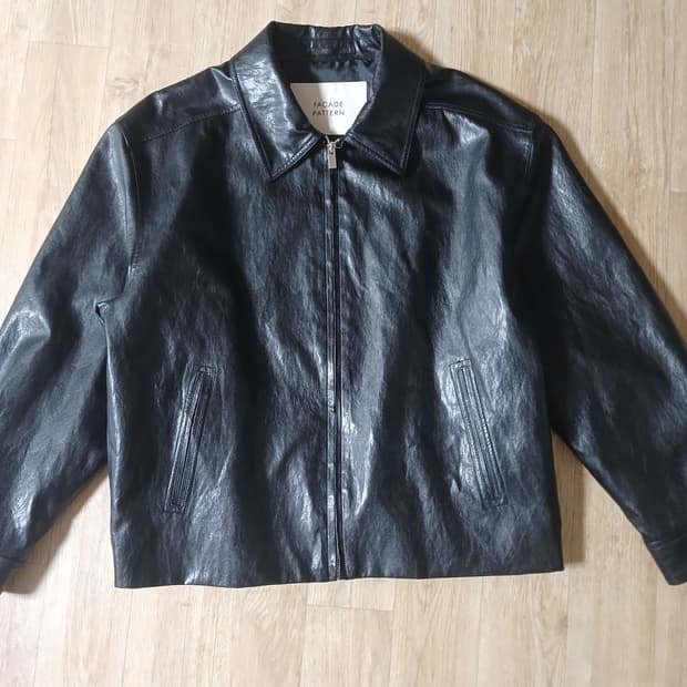 파사드패턴 미니멀 레더 블루종 블랙 S