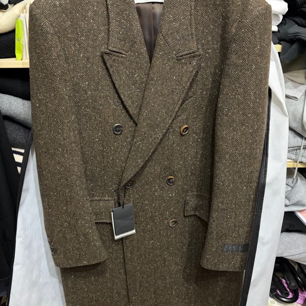 타일레 더블블래스티드 코트 브라운 해링본