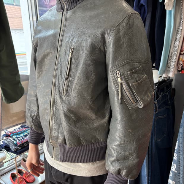 80s Germany 레더 플라이트 자켓