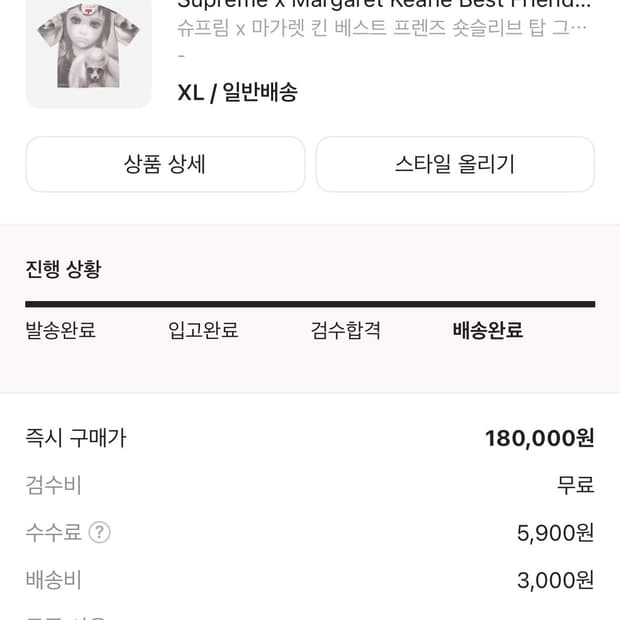 슈프림X마가렛 킨 베스트 프렌즈 반팔 XL사이즈