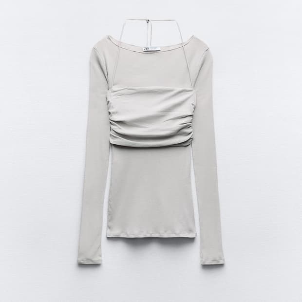 ZARA 세미 시스루 티셔츠 SEA GREEN