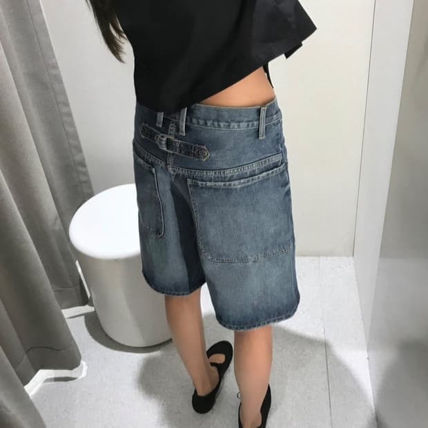 자라 데님 트위스티드 버뮤다 팬츠 반바지
