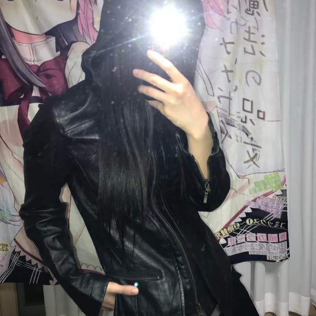 락시크 슬림핏 후드 레더자켓