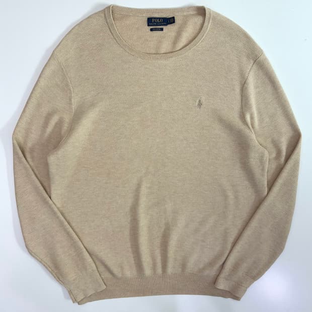 Polo  폴로 랄프로렌 신형 베이지 코튼 라운드 니트