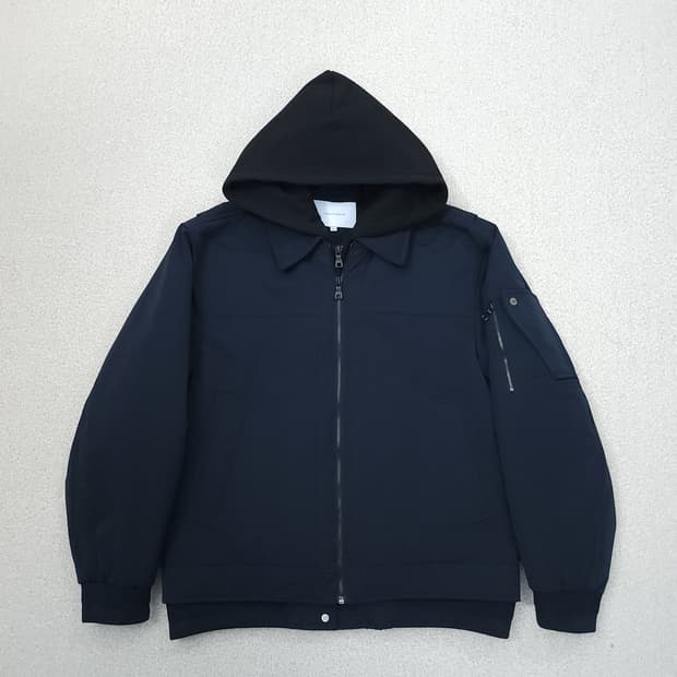 (100)리버클래시 남자 세미오버핏 후드 블루종 봄버 자켓