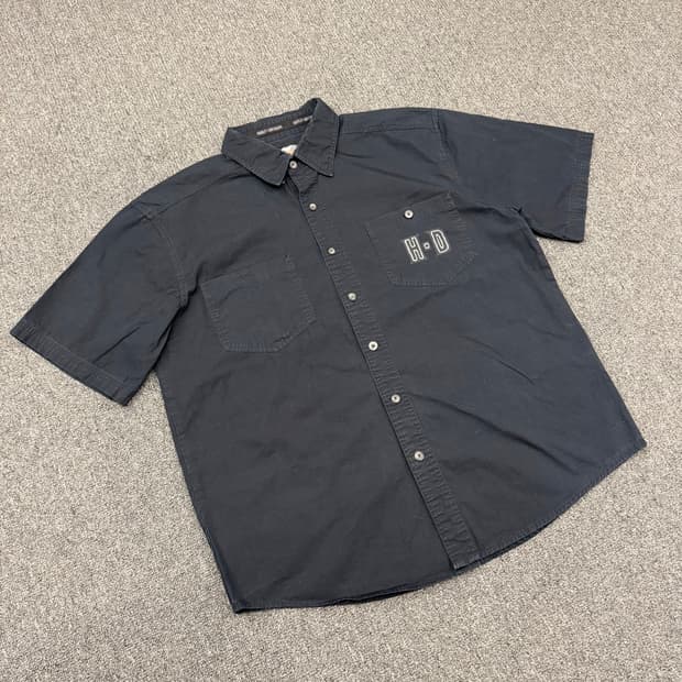 L)할리데이비슨 빈티지 프린팅 반팔 셔츠