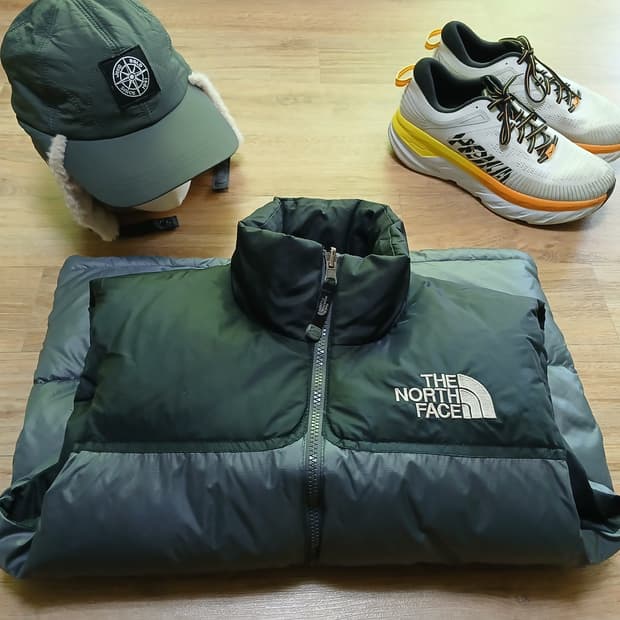 TNF 노스페이스 구스 조끼 패딩 베스트 자켓 그레이 차콜