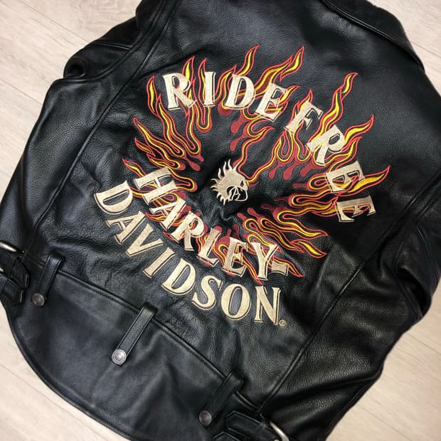 할리데이비슨 불꽃 가죽 자켓