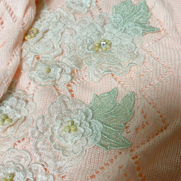 빈티지 핑크 플라워 가디건