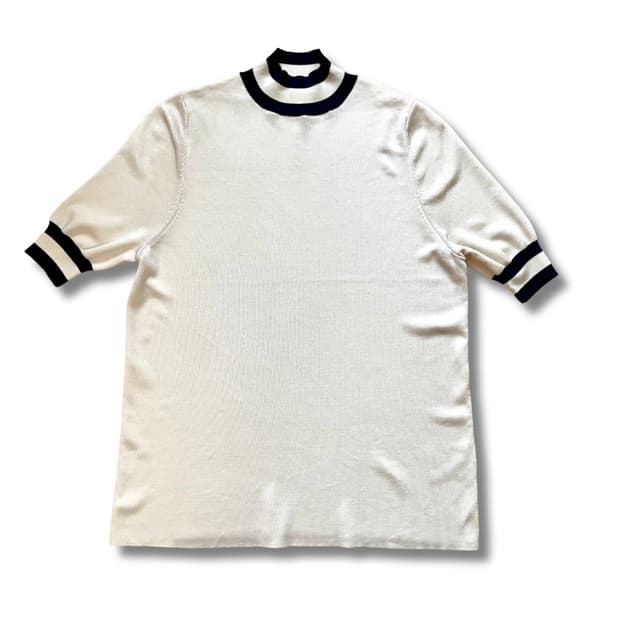 IRIS & INK ivory & black knit top
