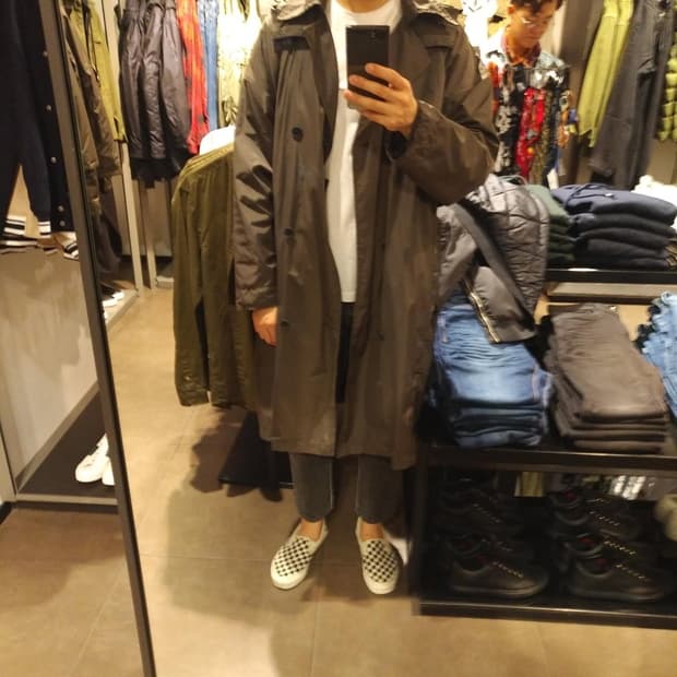 자라 나일론 후드 트렌치코트