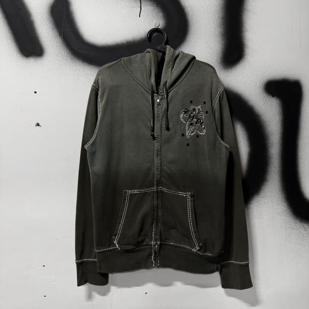 Zippo 지포 그런지 워싱 디테일 펑크 빅 프린팅 집업 후디