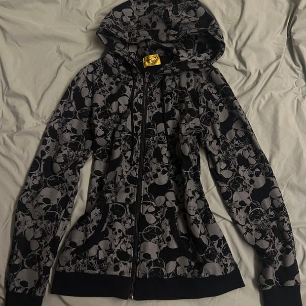 펑크 해골 후드집업