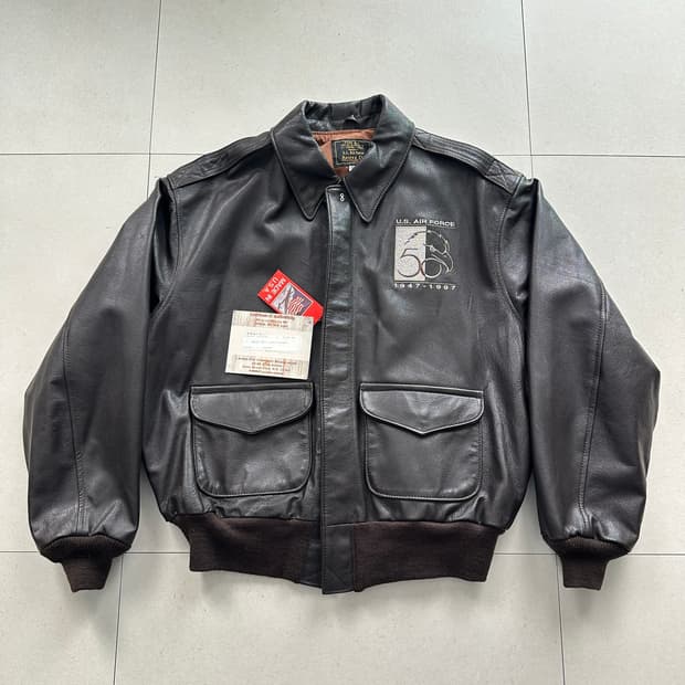 90s (데드스탁) 아비렉스 A-2 미공군 50주년 플라이트 가죽 자켓 