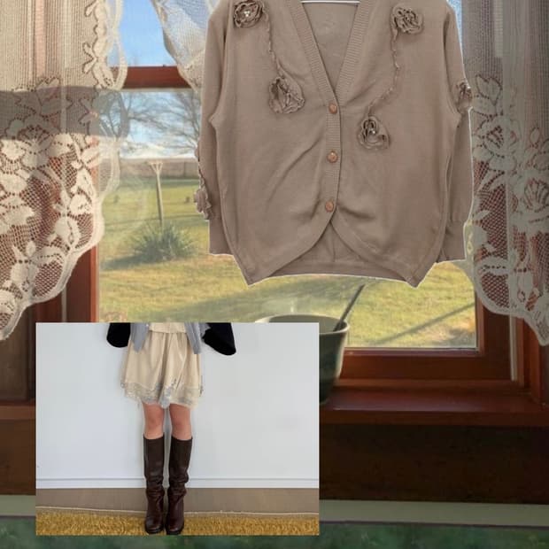 Vintage Floral Appliqué Cardigan