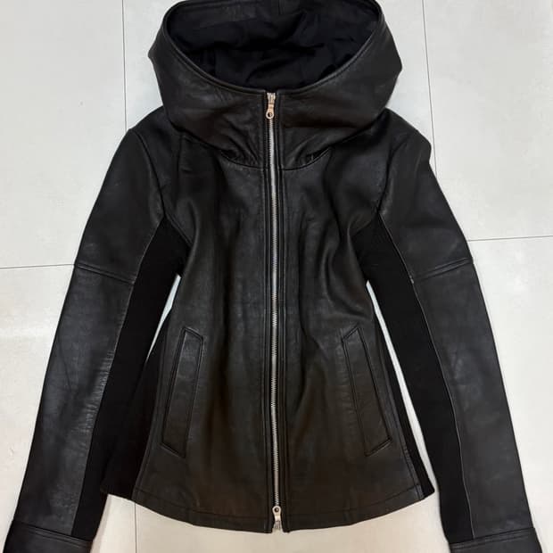 No id 렘 레더 후드 자켓