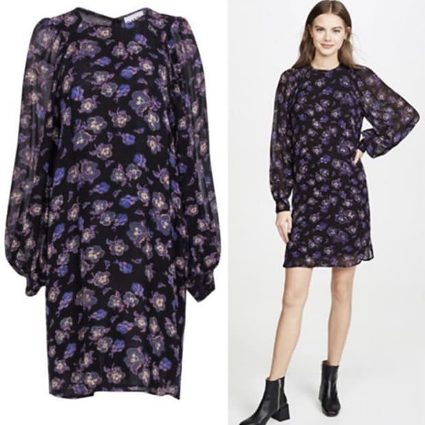 가니 Ganni 플라워 벌룬 소매 원피스