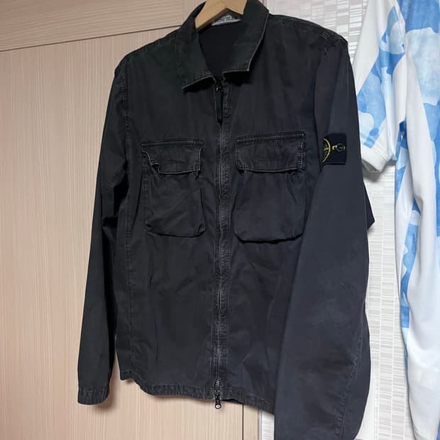 [L]스톤 아일랜드 114WN 올드이펙트 오버셔츠 블랙 - 22SS