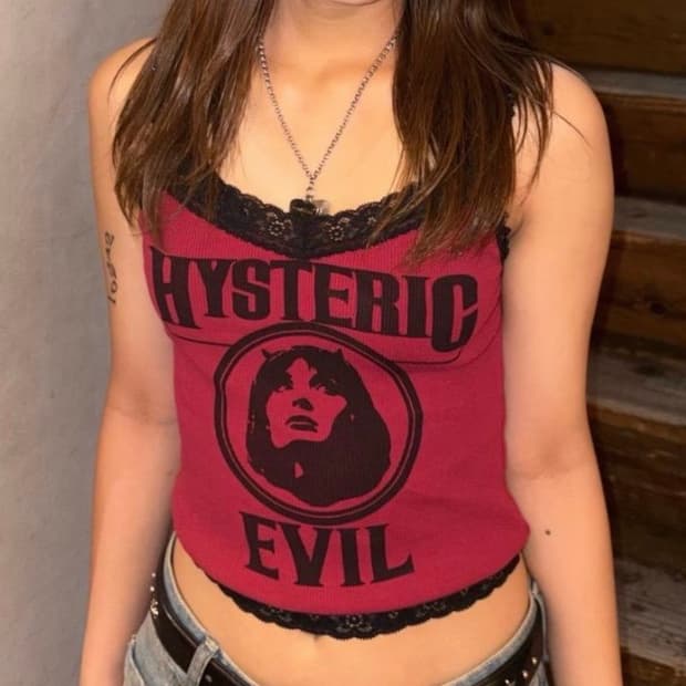[3컬러/미개봉새상품] 히스테릭글래머 evil 나시 슬리브리스 티셔츠