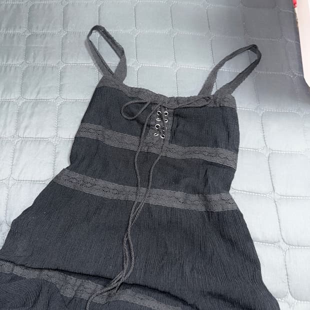 VINTAGE 블랙 아일렛 롱원피스 고스 펑크 갸루 
