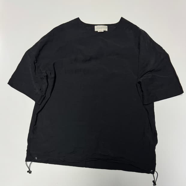 라퍼지스토어 밑단 스트링 빅 사이즈 린넨 혼방 반팔티 2XL ~