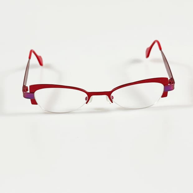 90s VISTAN 레드 메탈릭 캣아이 반무테 빈티지 안경