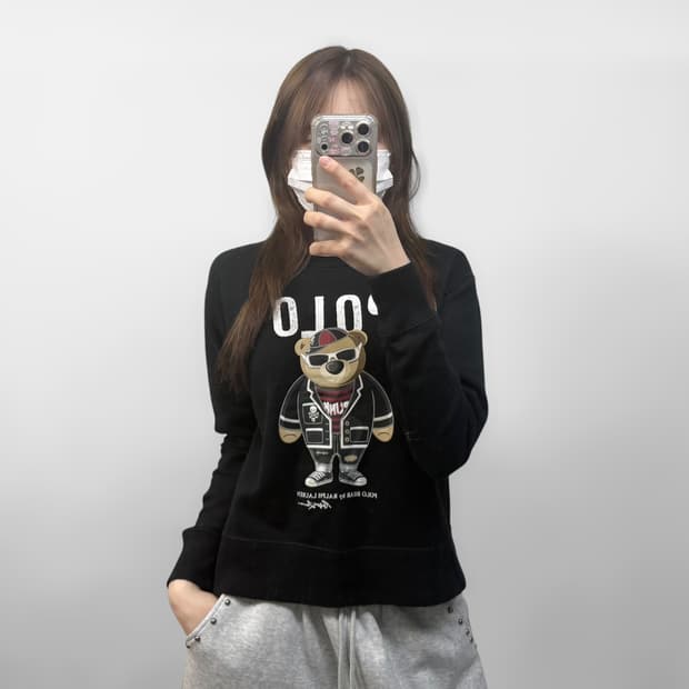 폴로 랄프로렌 펑크 베어 맨투맨 블랙