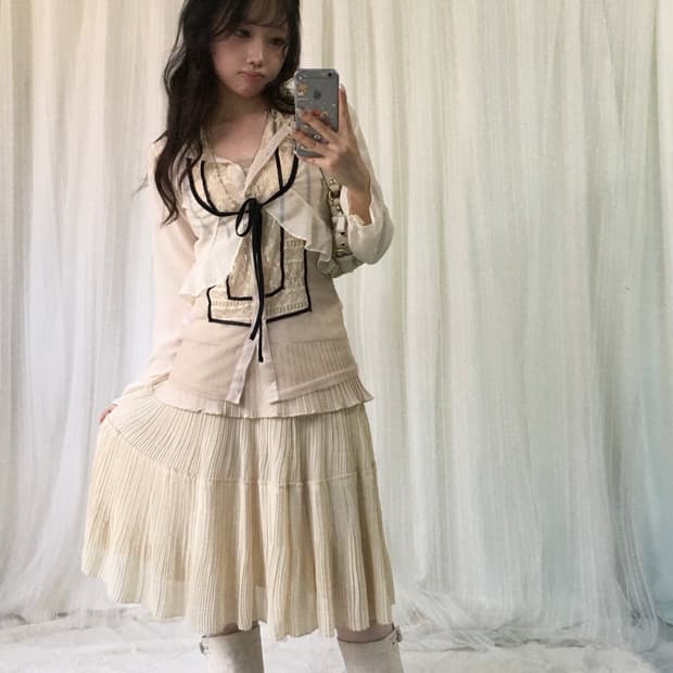 빈티지 베이지 로얄 페어리 레이스 코디세트