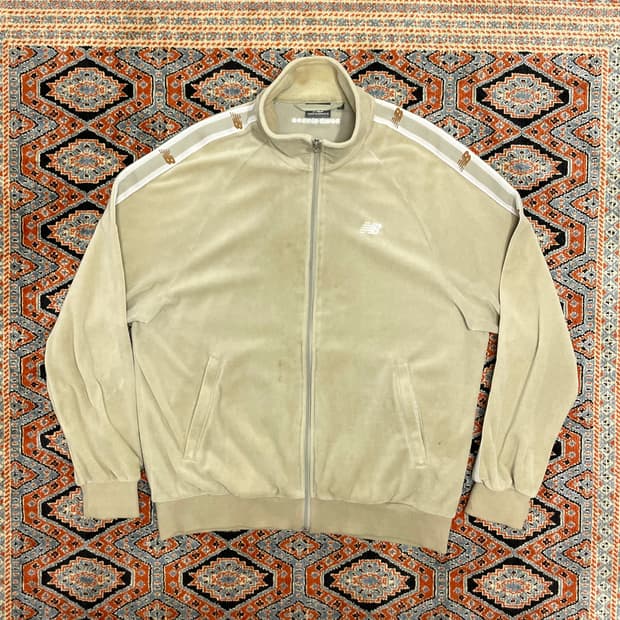 뉴발란스 사이드 트랙로고 베이지 테리 집업 져지 자켓 남성L