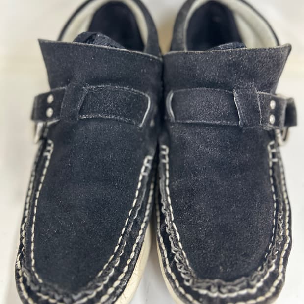 VISVIM 올드비즈빔 블랙 스웨이드 스키너드 더블링 모카신 부츠 9.5