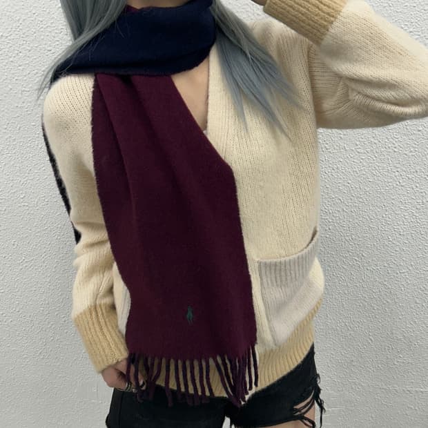 폴로 랄프로렌 그린포니 버건디 네이비 머플러