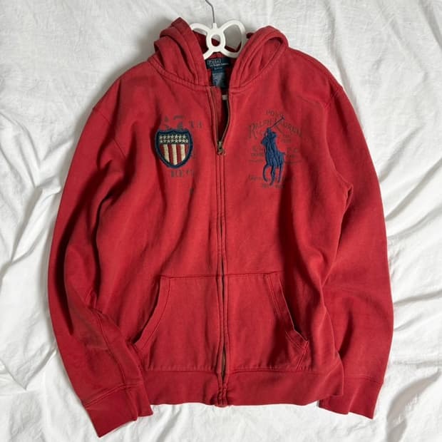 폴로 빅포니 레드 후드집업
