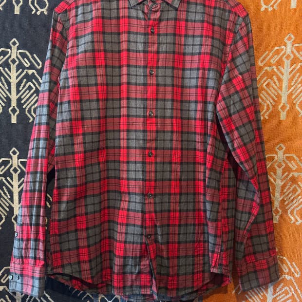 USA (울)폴라넬 체크  셔츠 레드