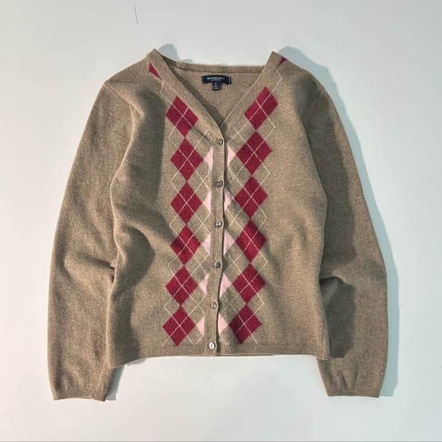 Burberry 버버리 베이지컬러 아가일패턴 가디건