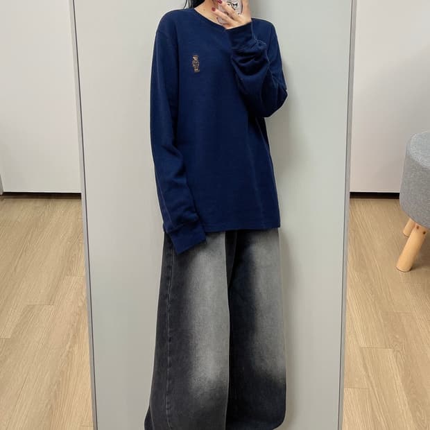 폴로 랄프로렌 베어 와플 네이비 롱 슬리브 티셔츠