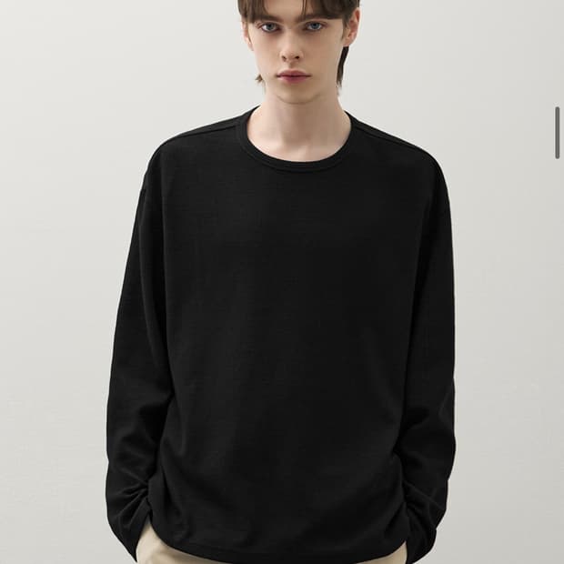 (새상품)(XL) 드로우핏 와플 라운드 롱슬리브 티셔츠 [BLACK]판매