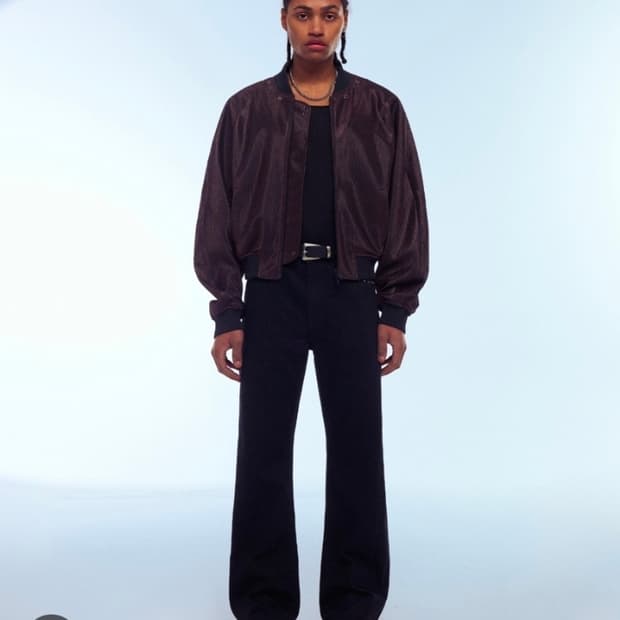 엘무드 메탈릭 더블 메쉬 보머 자켓 버건디 44