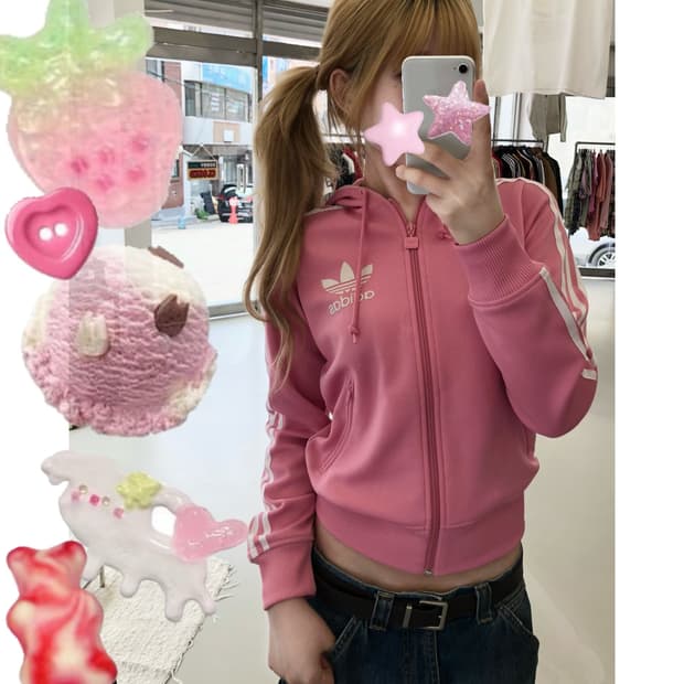 00‘s 아디다스 유로파 플락 핑크 후드 져지