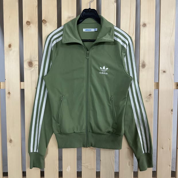 (S) 아디다스 말차 카키 백로고 파이어버드 져지 트랙탑