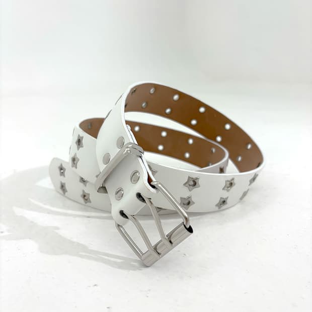Y2K 스타 별 아일렛 벨트 (white)
