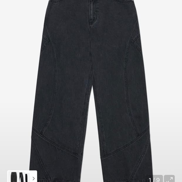 (구매) 노매뉴얼 커브드 라인 데님팬츠 워시드 블랙