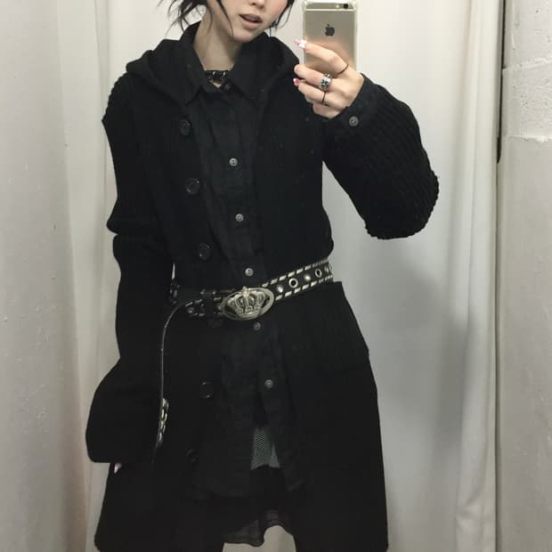 블랙 니트 가디건 코디🐺