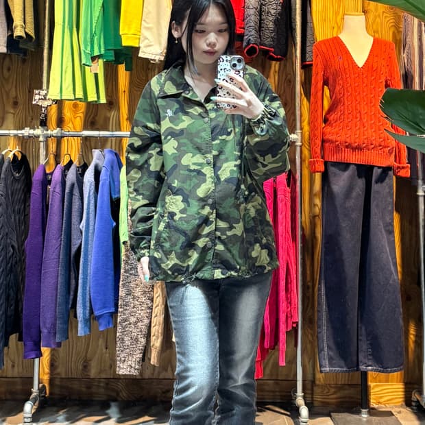 S 그라미치 심볼로고 카모플라주 나일론 블루종