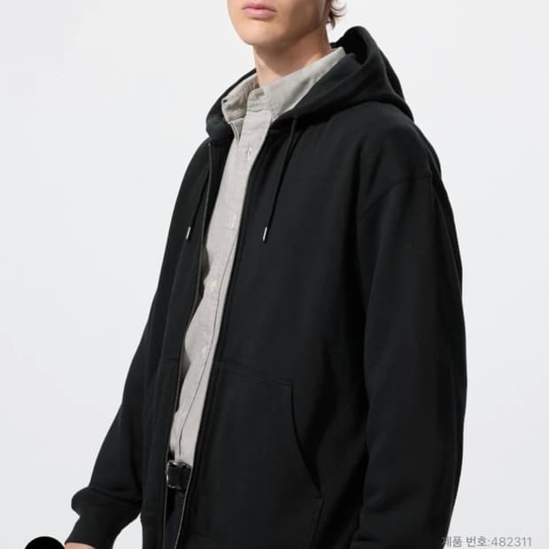 [새상품] 유니클로 스웨트 풀집 파카XS 블랙