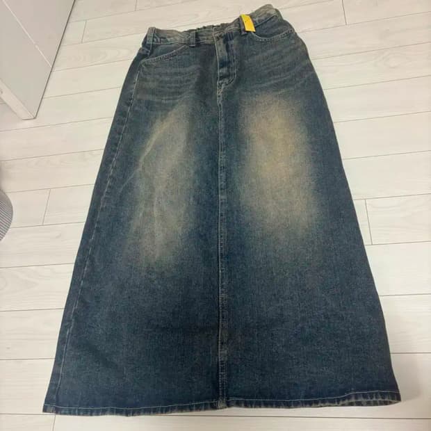 데님 워싱 롱스커트 