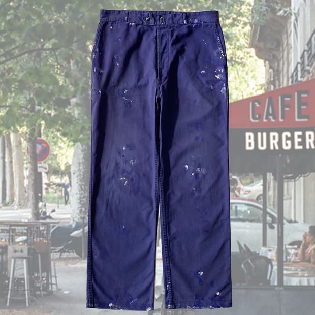 빈티지 오리지널 페인팅 프렌치 워크팬츠 005